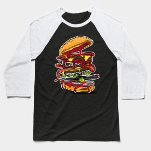 BBQ Hickory Bacon Double Cheese Burger with Vinyl Record Baseball T-Shirt